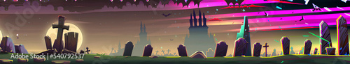 Cartoon Graveyard Halloween Background photo