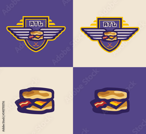 Modern & fun hockey badge and biscuit logo for beer league team. Editable vector file.