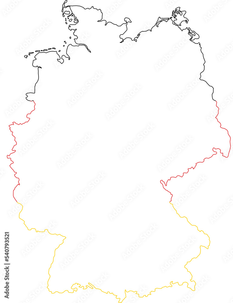 vector illustration of german flag colored outline map of Germany