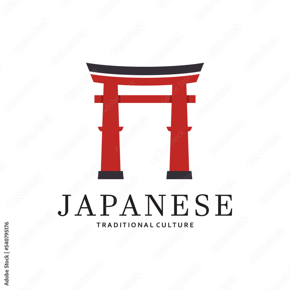 Japanese torii gate logo design vector illustration template Japanese torii gate logo design vector illustration template