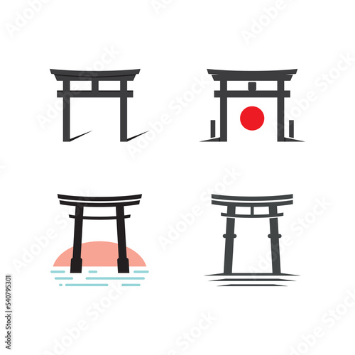 Japanese torii gate logo design vector illustration template