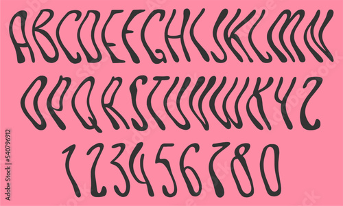 Hippie bohemian funky groovy font from the 1960s in a psychedelic boho style. Ideal for posters, collages, clothing, music albums and more. Vector clipart, individual letters.