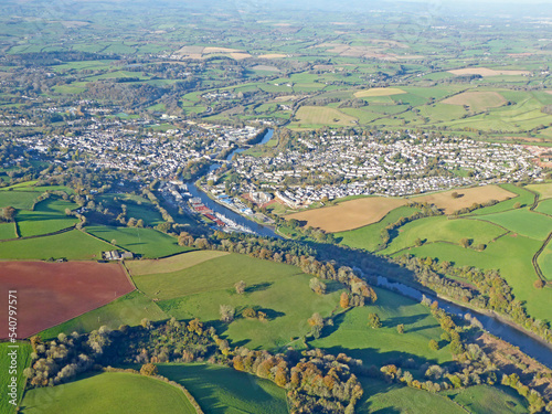 Aerial view of the River Dart in Devon 