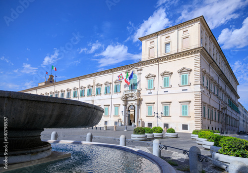 The Quirinal Palace (Palazzo del Quirinale), current official residence of the President of the Italian Republic, in the Quirinal Square, Rome, Italy.  photo