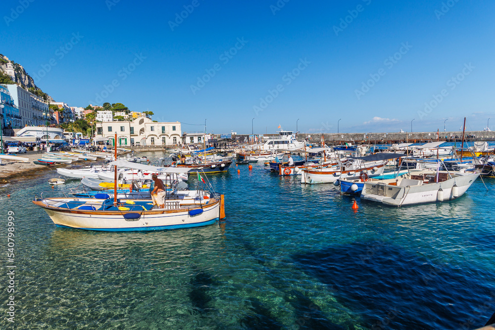 boats in the harbor of Capri island