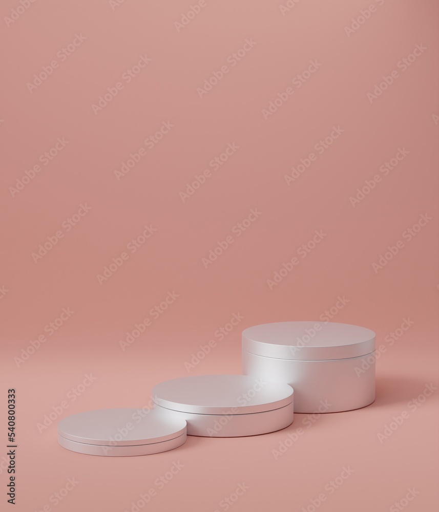 3d rendered cylinder Podium on the floor geometric shapes Platforms for product presentation, mock up Abstract pastel background color. 3d rendered cylinder Podium on the floor geometric shapes Platforms for product presentation, mock up Abstract pastel background color.