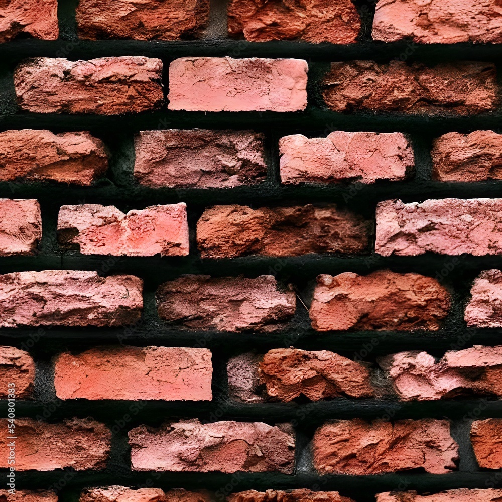 This is a seamless texture of red bricks. Each brick has a rough surface with occasional small