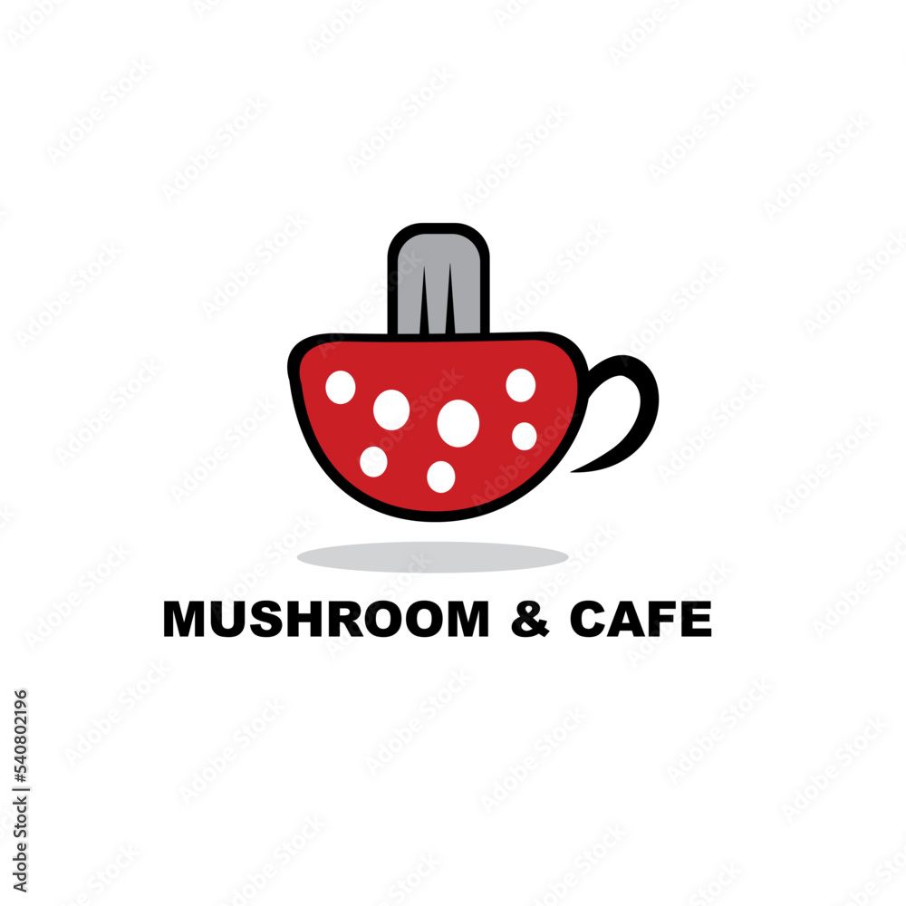 mushroom and cafe logo design concept