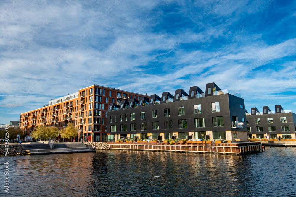 Copenhagen, Denmark New and modern residential buildings in the Sydhavnen district south of town. Copenhagen, Denmark New and modern residential buildings in the Sydhavnen district south of town.