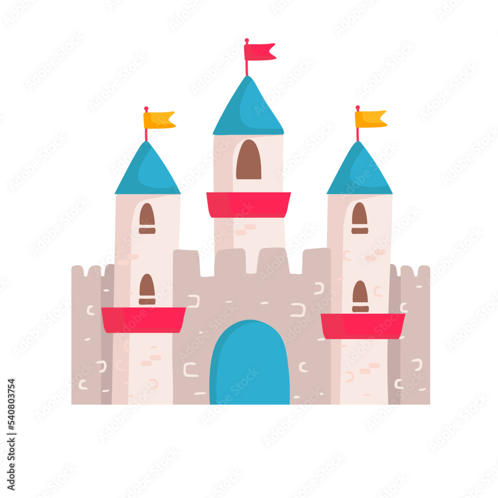 fairytale castles. medieval buildings fortress fantasy gothic architecture towers for kings and queens. vector castles.