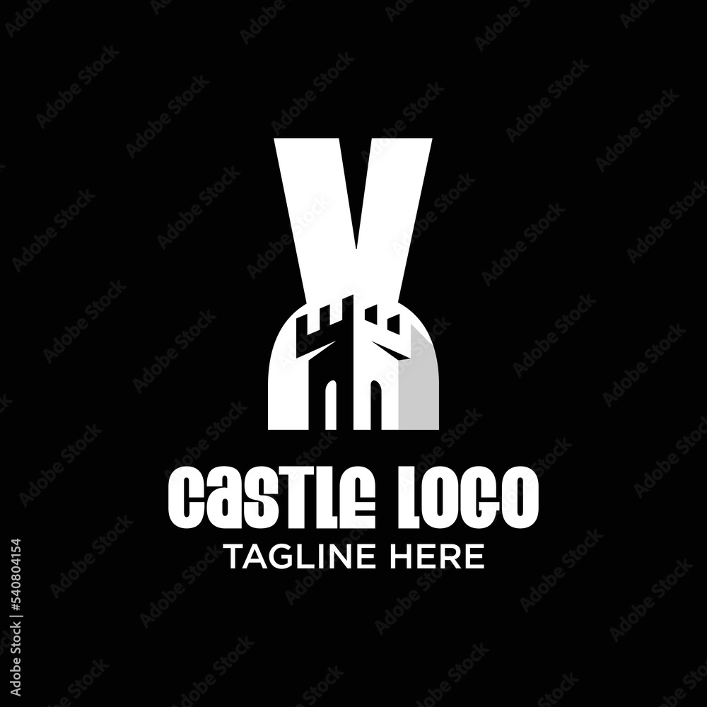 Letter X Castle Logo Design Template Inspiration, Vector Illustration.