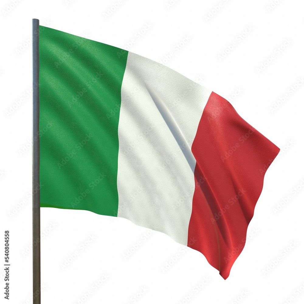 Obraz premium flag of Italy waving in the wind on a white background 3d-rendering