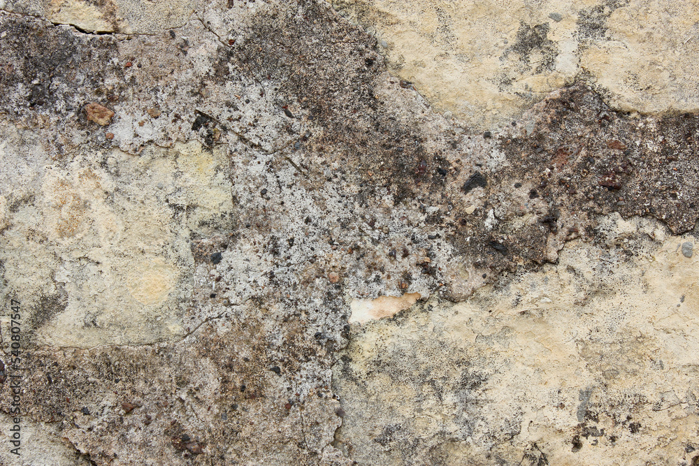 Old wall with shabby damaged plaster. Texture, pattern, background. Copy space. Old wall with shabby damaged plaster. Texture, pattern, background. Copy space.