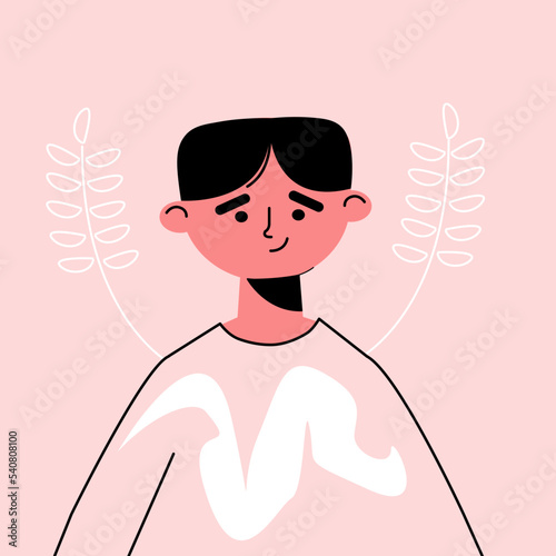 People portrait - Modern flat vector concept illustration of a young male, half-length portrait, user avatar. Creative landing web page illustration