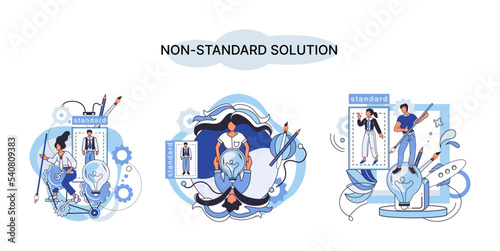 Non standart solution solving problem metaphor, answer to question or creativity idea innovation help business success. Alternative decision or business strategy plan, fallback option business choice