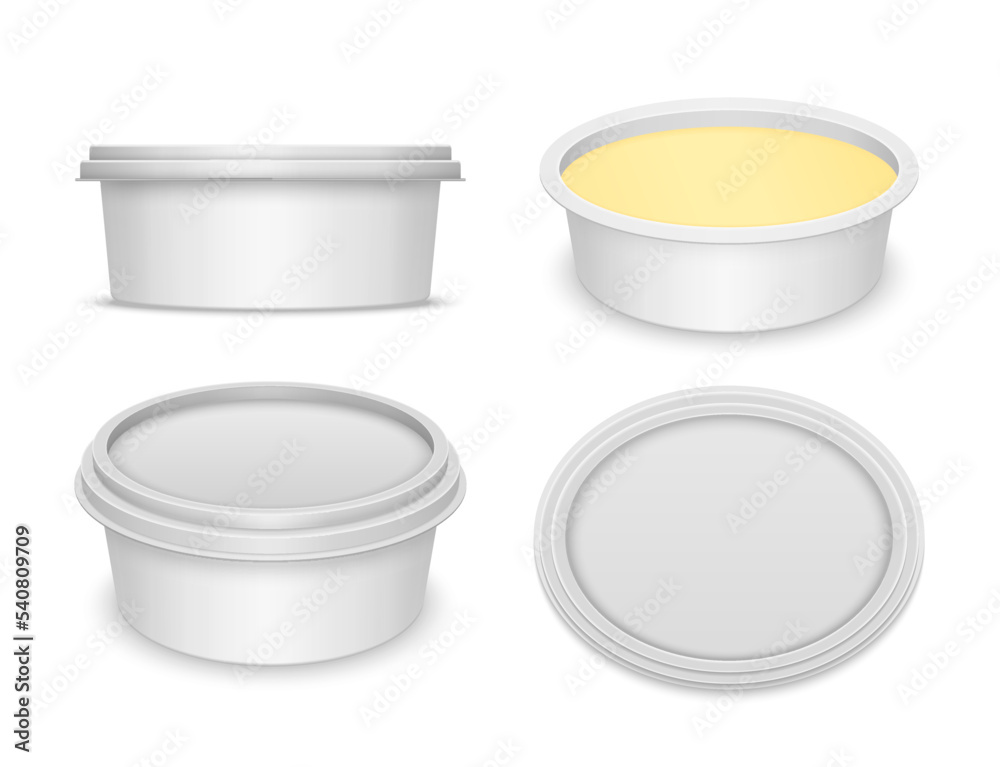 Vector white oval container for butter, margarine or cheese Vector white oval container for butter, margarine or cheese