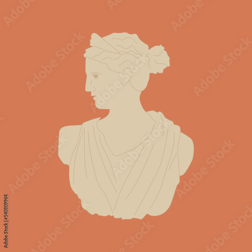 Vector statue of the ancient Greek goddess. Diana of Versailles or Artemis classical mythological sculpture.