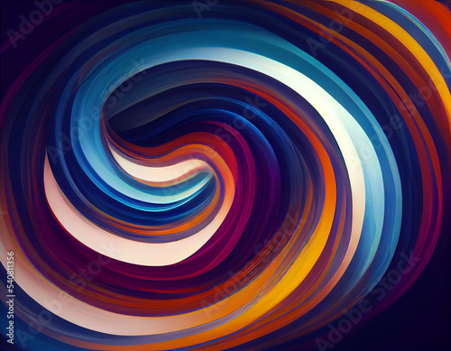 Abstract twisted brush stroke, paint, colorful swirl, artistic spiral.