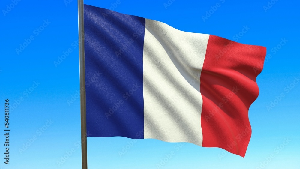 flag of France waving in the wind on flagpole against the sky 3d-rendering flag of France waving in the wind on flagpole against the sky 3d-rendering