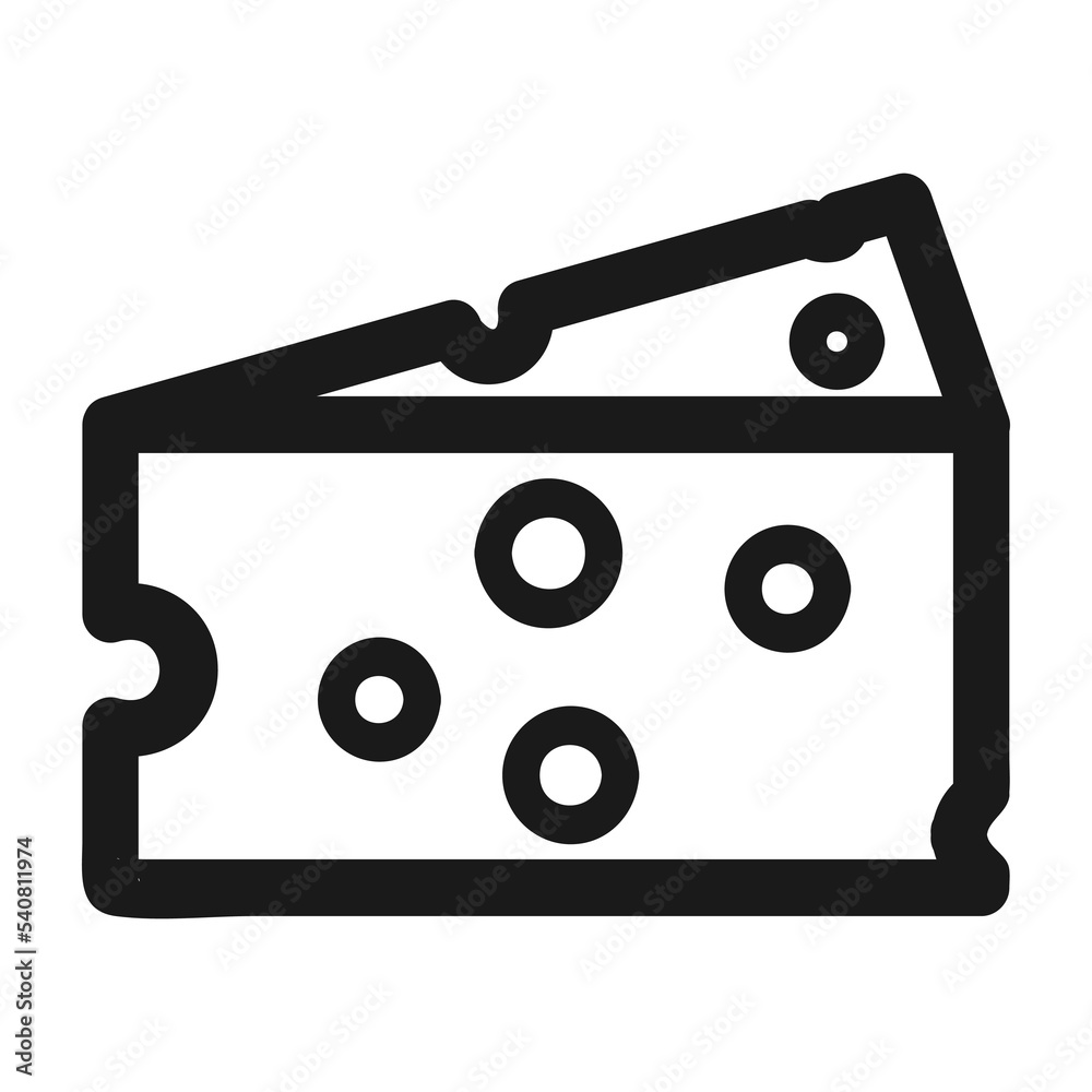Vector cheese icon. Isolated linear style of a piece of cheese for menu, label, logo. A simple symbol of healthy food Vector cheese icon. Isolated linear style of a piece of cheese for menu, label, logo. A simple symbol of healthy food