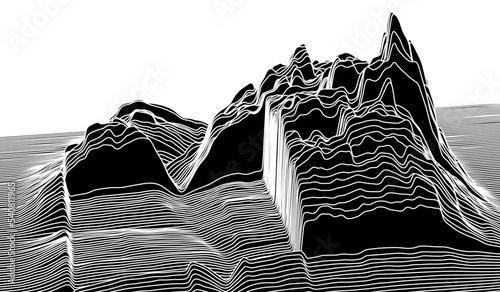 Digital surface made of lines. Abstract technology illustration.