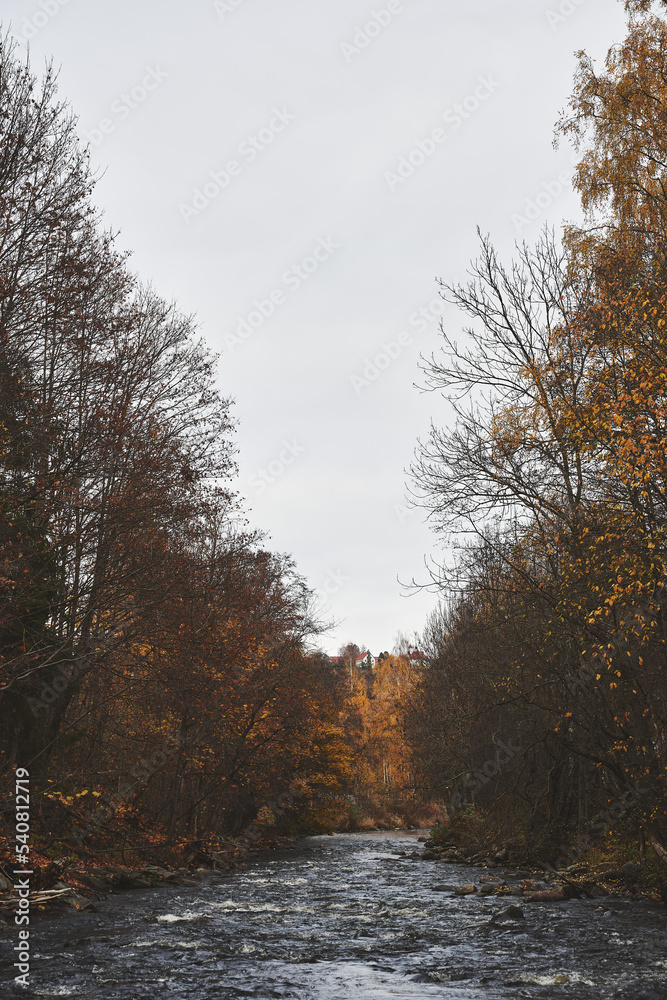Lenaelva River below Skreia, Toten, Norway, in fall. Lenaelva River below Skreia, Toten, Norway, in fall.
