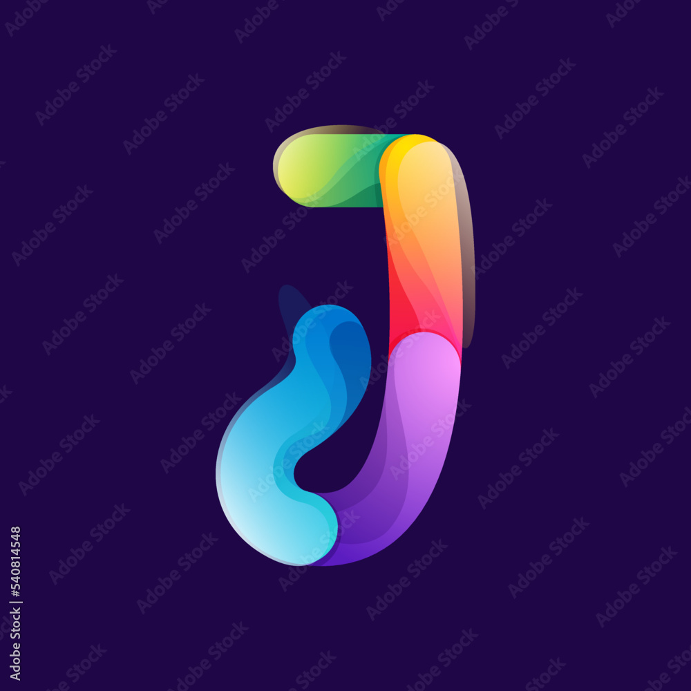 Letter J logo made of overlapping colorful lines. Rainbow vivid gradient modern icon. Letter J logo made of overlapping colorful lines. Rainbow vivid gradient modern icon.