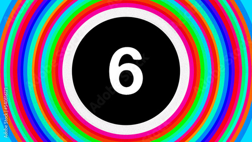 Numbers Six or 6  Retro Art and Kids learning material on White Background. Isolated Easy to Cut.