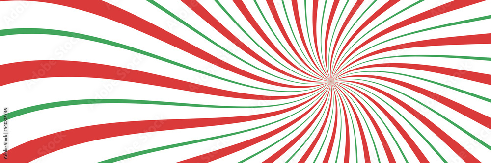Vector Christmas background. Candy cane, lollipop pattern. Long horizontal banner.