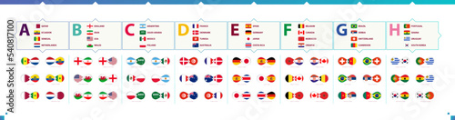 All group games, versus icon and flags of participants in international soccer competitions.