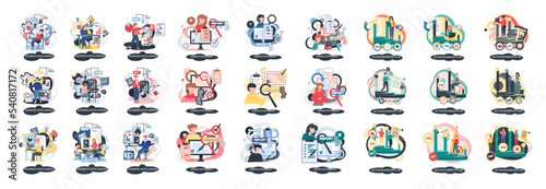 Business intelligence action business plan. Strategic planning automation process. Mission rules vision statement competitive intelligence, goals action plan, loyalty abstract metaphor, teamwork set