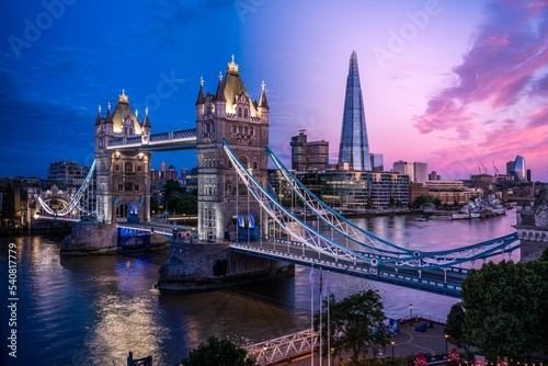 Fototapeta Naklejka Na Ścianę i Meble -  Beautiful shot of the Tower bridge in London in the evening