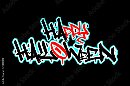 happy halloween word vector design with a cool and unique graffiti tagging style with a mix of bright colors