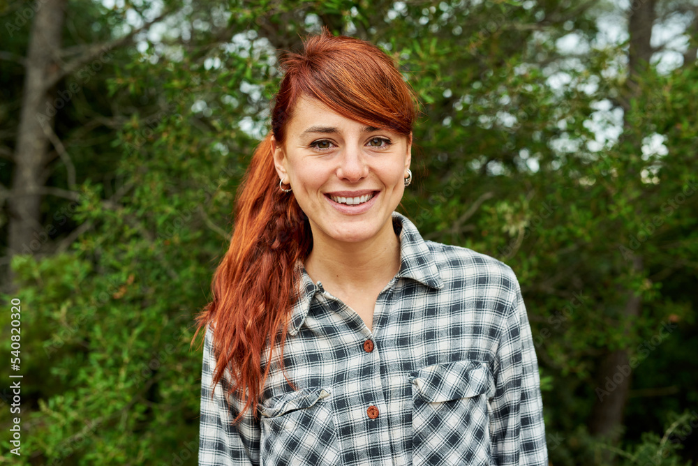 Portrtait of pretty redhead person in woods Portrtait of pretty redhead person in woods