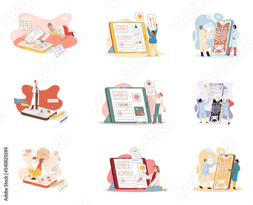 Online medical consultation and support metaphor. Online doctor. Healthcare services, Ask doctor. Tele medicine e-health service. Therapist videocalling phone screen. Diagnosis treatment of patients