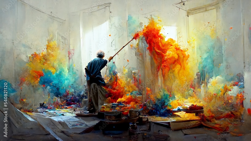 amazing artist at work painting art background wallpaper HD Stock