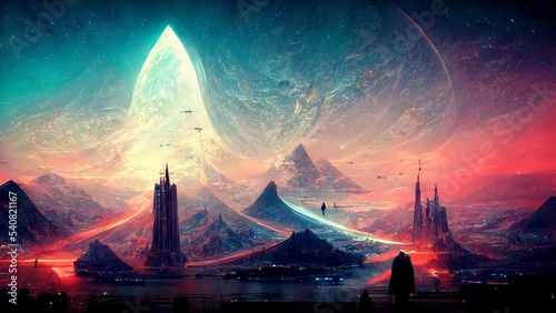 futuristic space planet landscape HD wallpaper desktop background photo