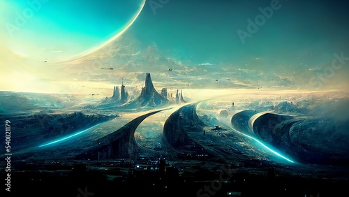 futuristic space planet landscape HD wallpaper desktop background