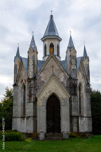 Neo gothic Church of God at Bogushevichi, Belarus. Architectural monument.
