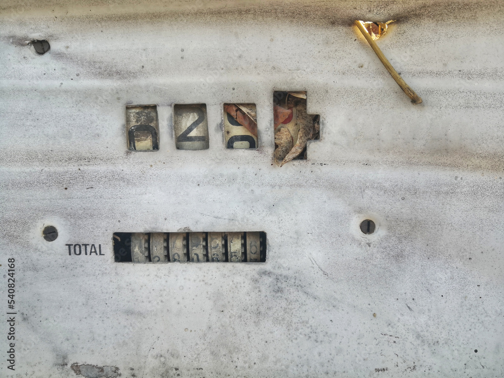 Rolling number counter on an old fuel pump Rolling number counter on an old fuel pump