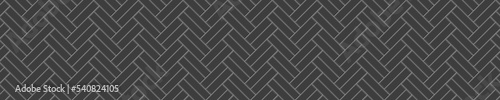 Black double herringbone tile seamless pattern. Stone or ceramic brick wall background. Kitchen backsplash or bathroom wall or floor texture. Facade or interior decoration. Vector flat illustration
