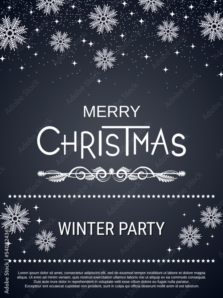 Christmas and New Year flyer, party invitation card, booklet, banner, coupon, gift voucher vector design template