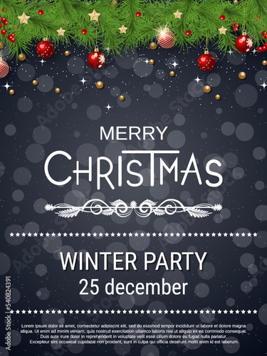 Christmas and New Year flyer, party invitation card, booklet, banner, coupon, gift voucher vector design template