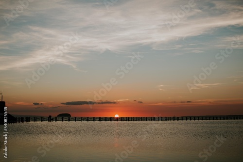 sunset over the sea, south west england