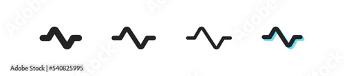 Pulse icon. Vector beat symbol. Simple heartbeat outline signs. Pressure web sign. Cardio element set. Waveform button. Rhythm, care, cardiology, ecg, ekg, beat flat icons.