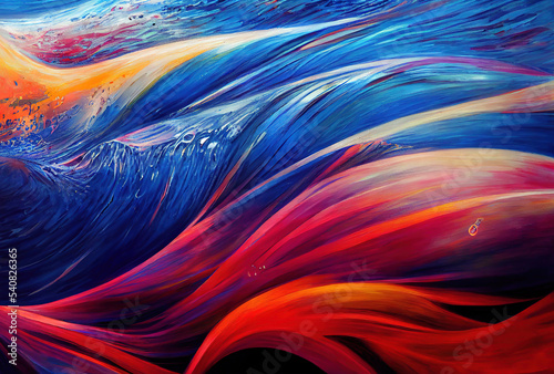 Multicolored abstract background with swirls and waves, vivid colors, fantastic liquids, 3d illustration
