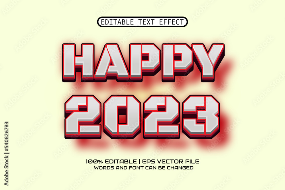 Happy 2023 TEXT EFFECT,editable taxt effect.