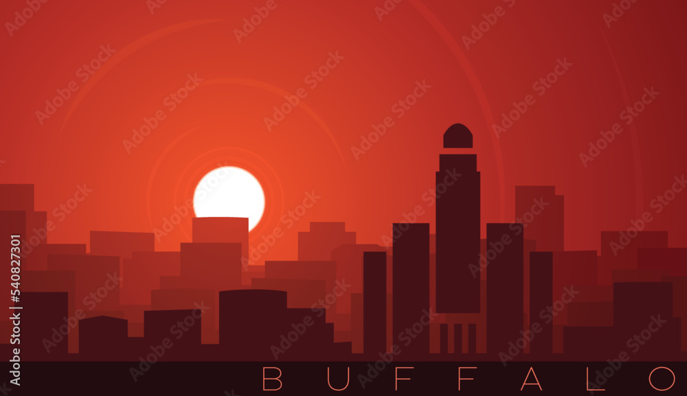 Buffalo Low Sun Skyline Scene