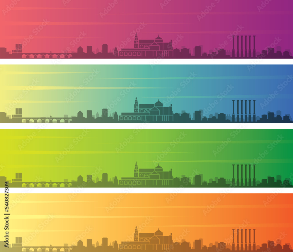 Cordoba Multiple Color Gradient Skyline Banner