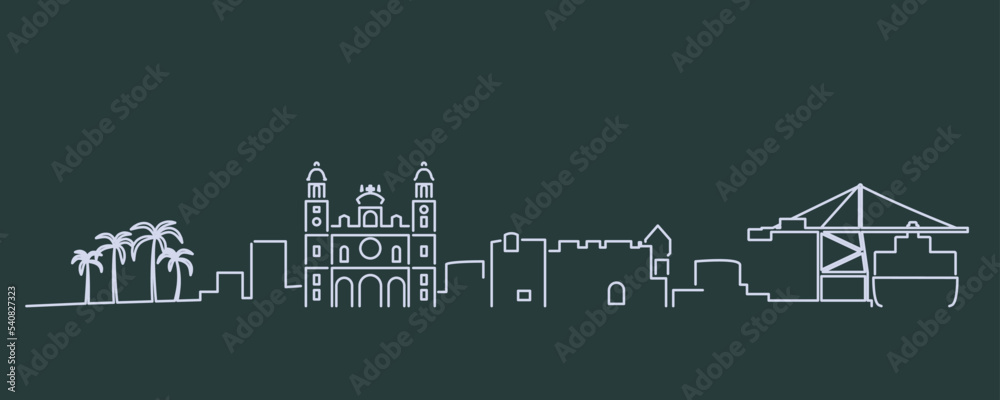 Fototapeta premium Las Palmas Single Line Skyline Profile